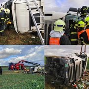 Muže přimáčknutého pod kabinou kamionu vyprošťovali více než hodinu