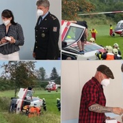 Pohotově zachránil řidiče v převrácené sanitce