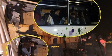 Policisté na D5 zadrželi dva kamiony s poschovávanými migranty