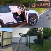Střet osobního auta s kamionem, který se po střetu ještě převrátil