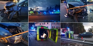 Auto po střetu na boku, na místě zraněné ženy