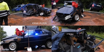 Při čelním střetu u Vejprnic byli zraněni čtyři lidé