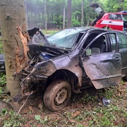 Auto, ve kterém cestovala rodina s malým dítětem, narazilo do stromu