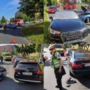 Nehoda čtyř aut v Komenského