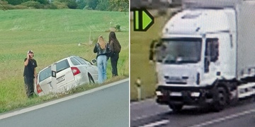 Mladého řidiče měl ze silnice vytlačit nákladní automobil