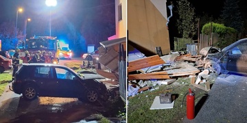 Těžce opilý mladý řidič najel s vozem přímo do domu