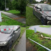 Řidička smetla sloup veřejného osvětlení