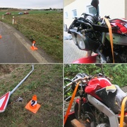 Při havárii s motorkou přerazil značku