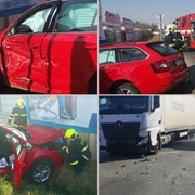 Kamion smetl auto ze silnice