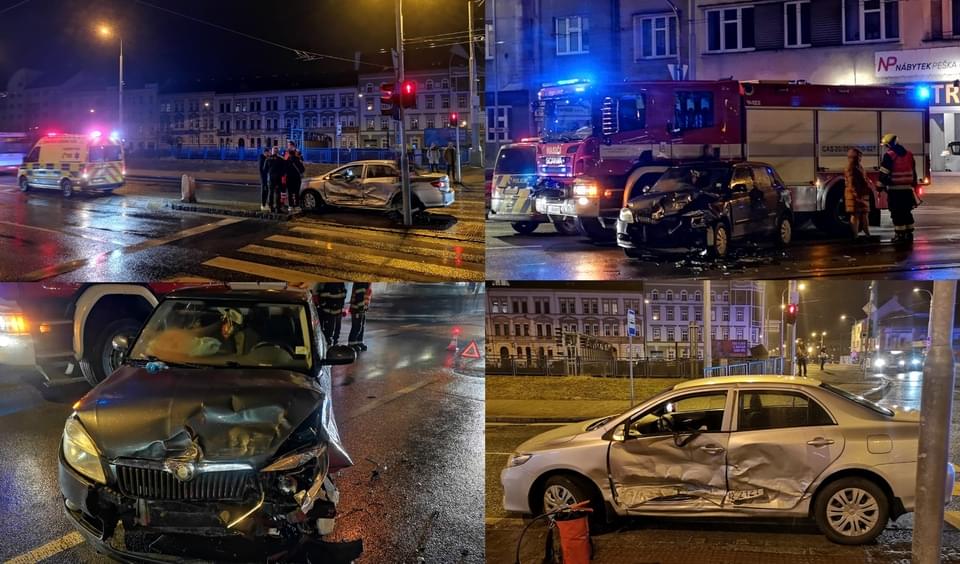 Two-Car Collision at Klatovská x Borská x U Trati Intersection in Pilsen: Emergency Services Intervene