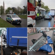 Utržený vlek, nehoda kamionu i auto ve sloupu
