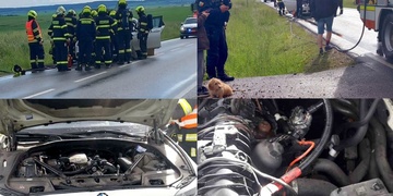 Jedoucí auto zasáhl blesk