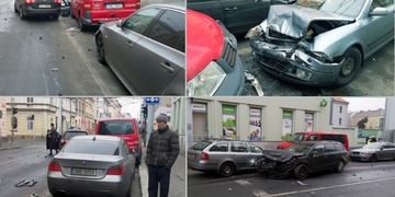 Střet čtyř aut v Tylově ulici a další nehody
