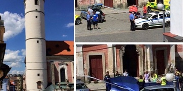 Mladý muž se vrhl z věže kostela, byl na místě mrtev