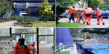 Muž který se topil v bazénu na Slovanech zemřel!