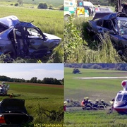 Auto vyletělo ze silnice a narazilo do stromu, na místo letěl vrtulník LZS