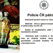 Policisté žádají o Vaši pomoc při pátrání po odcizené sošce z kostela