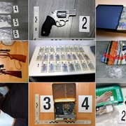 Pervitin, marihuana, několik milionů korun, ale i funkční zbraně