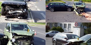 Na křižovatce se střetla tři osobní auta