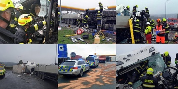 Velmi vážná nehoda na dálnici D5, provoz byl uzavřen a přistává zde vrtulník LZS