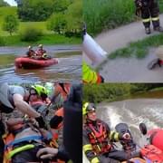 Při záchraně muže musel být nasazen člun hasičů i vrtulník LZS