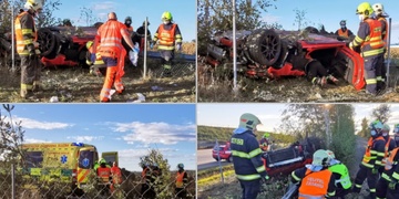 Dálnici D5 u Plzně uzavřela nehoda sporťáku