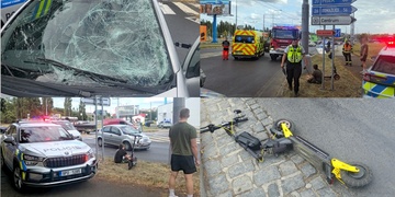 Přiopilý otec se synem jedoucí na elektrokoloběžkách vjeli přímo před auto