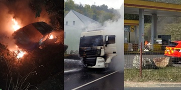 Tři požáry vozidel během 16 hodin