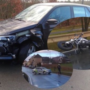 Střet motocyklu s osobním autem