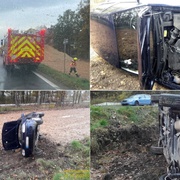 Auto po nehodě skončilo na boku