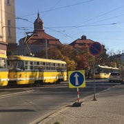 Srážka tramvají u hlavního vlakového nádraží v Plzni