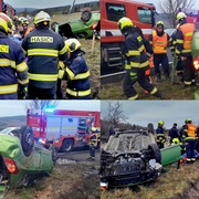 Řidička s autem skončila na střeše