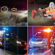 Auto s tříčlennou posádkou mladíků rolovalo polem desítky metrů