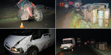 Dodávka vytlačila traktor ze silnice