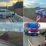 Jedno auto ve svodidlech, dvě další v příkopu