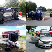 Náraz auto převrátil