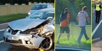 Střet dvou aut, viník i spolujezdec z místa utekli