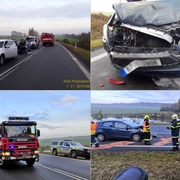 Auto po střetu začalo hořet