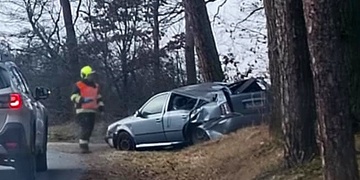 Muž nezvládl řízení a s vozem vletěl do lesa, kde střechou narazil do stromu