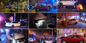 Po střetu jedno z vozidel ještě srazilo semafor