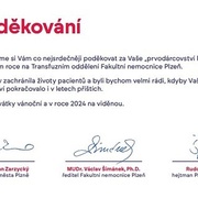 Poděkování dárcům krve