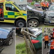 Muž a dítě v nemocnici, šest nabouraných aut a řidička nadýchala