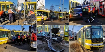 Střet tramvaje a osobního vozu převážejícího děti