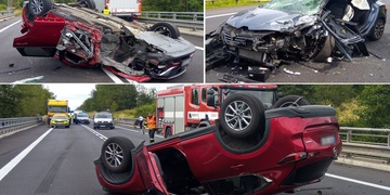 Vážná dopravní nehoda, během níž se střetla tři vozidla
