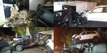 Vážná nehoda - řidič pod vlivem kombinace drog smetl auto, prorazil zeď a vyřadil proud v části obce