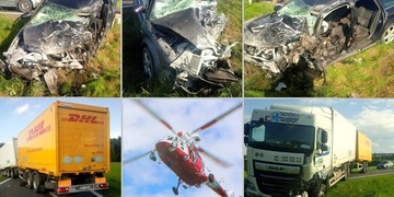 Čelní střet nákladního a osobního vozu