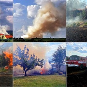 Požár pole, chat a altánu, ale i dítě nebo kůzle uvízlé na stromě