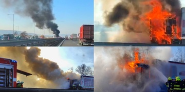 Požár kamionu uzavřel dálnici D5