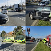 Nákladní vůz naboural a vytlačil osobní vůz ze silnice