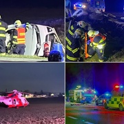 Střet dodávky s osobním vozem, na místě je větší počet zraněných včetně dětí